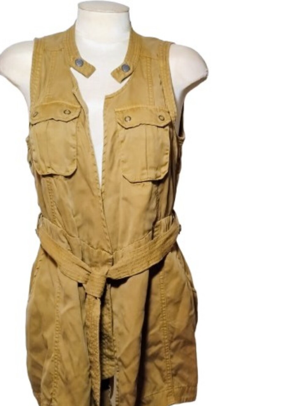 Free People Khaki Military Utility  Top Sash Belt Cargo Pockets